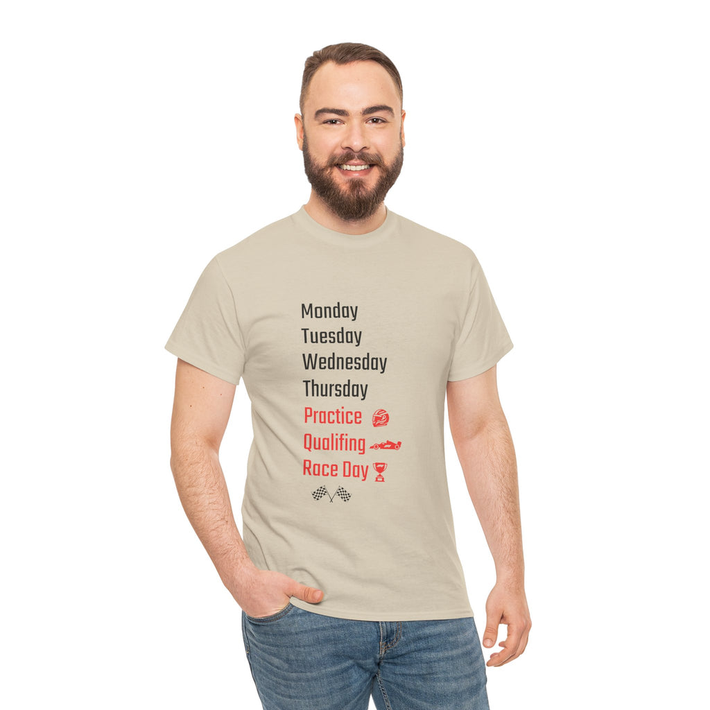 Race Week T‑Shirt, Monday to Race Day Motorsport Tee