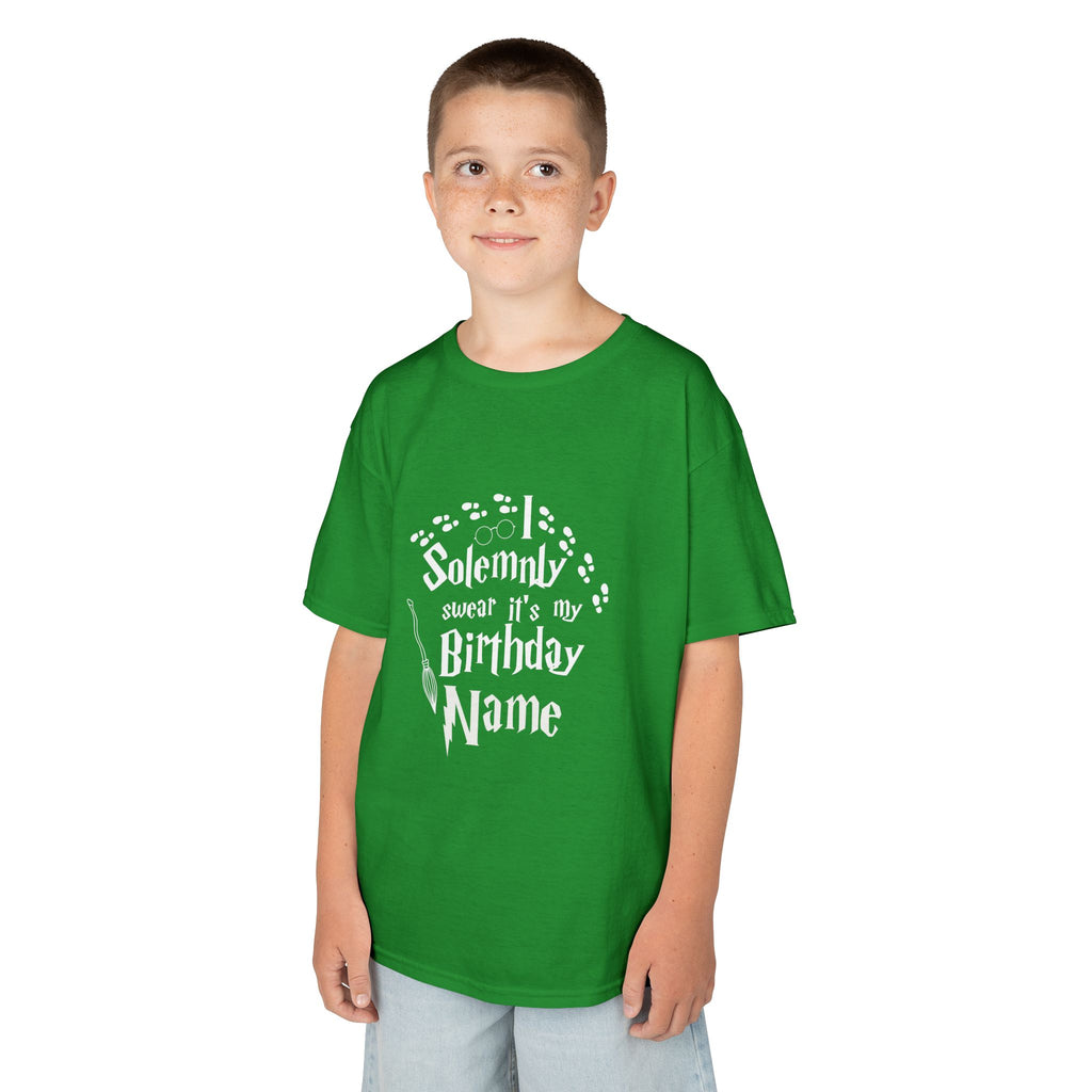 I Solemnly Swear It’s My Birthday Kids Tee, Personalised Name Option