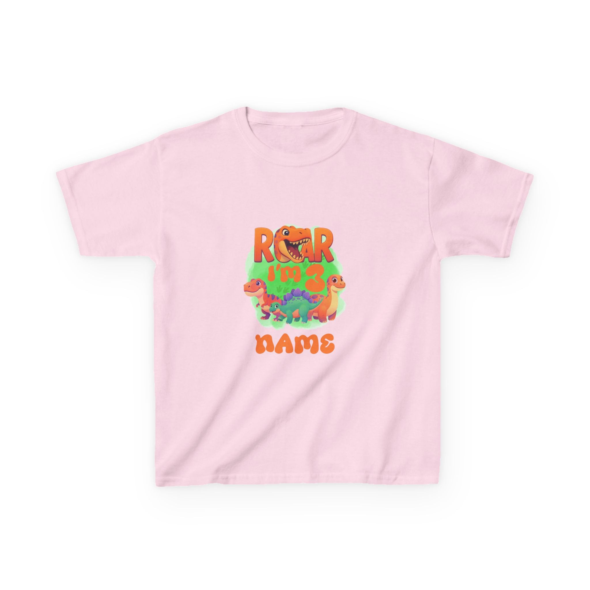 Personalized Dino Name Age T-Shirt | Kids Dinosaur Tee