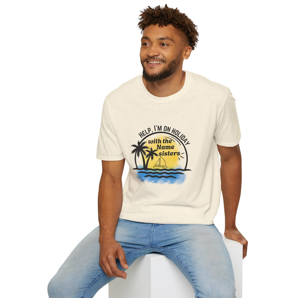 Vacation Sisters T‑Shirt - "Help, I'm on Holiday" Tropical Palm Beach Tee