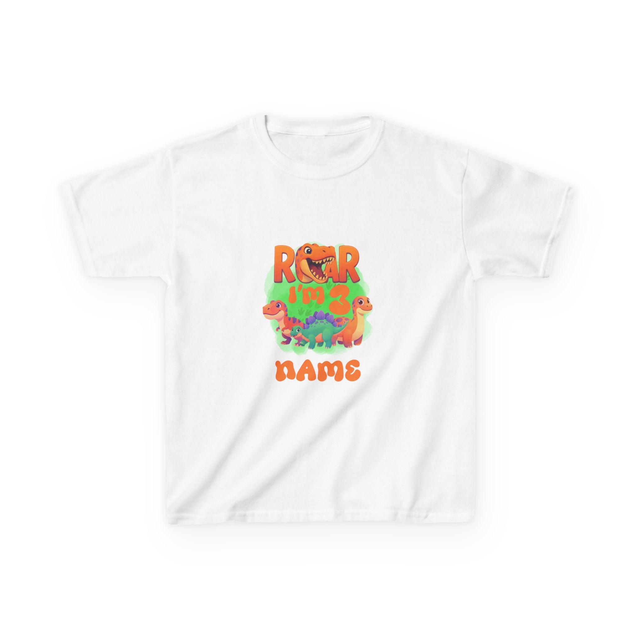 Personalized Dino Name Age T-Shirt | Kids Dinosaur Tee