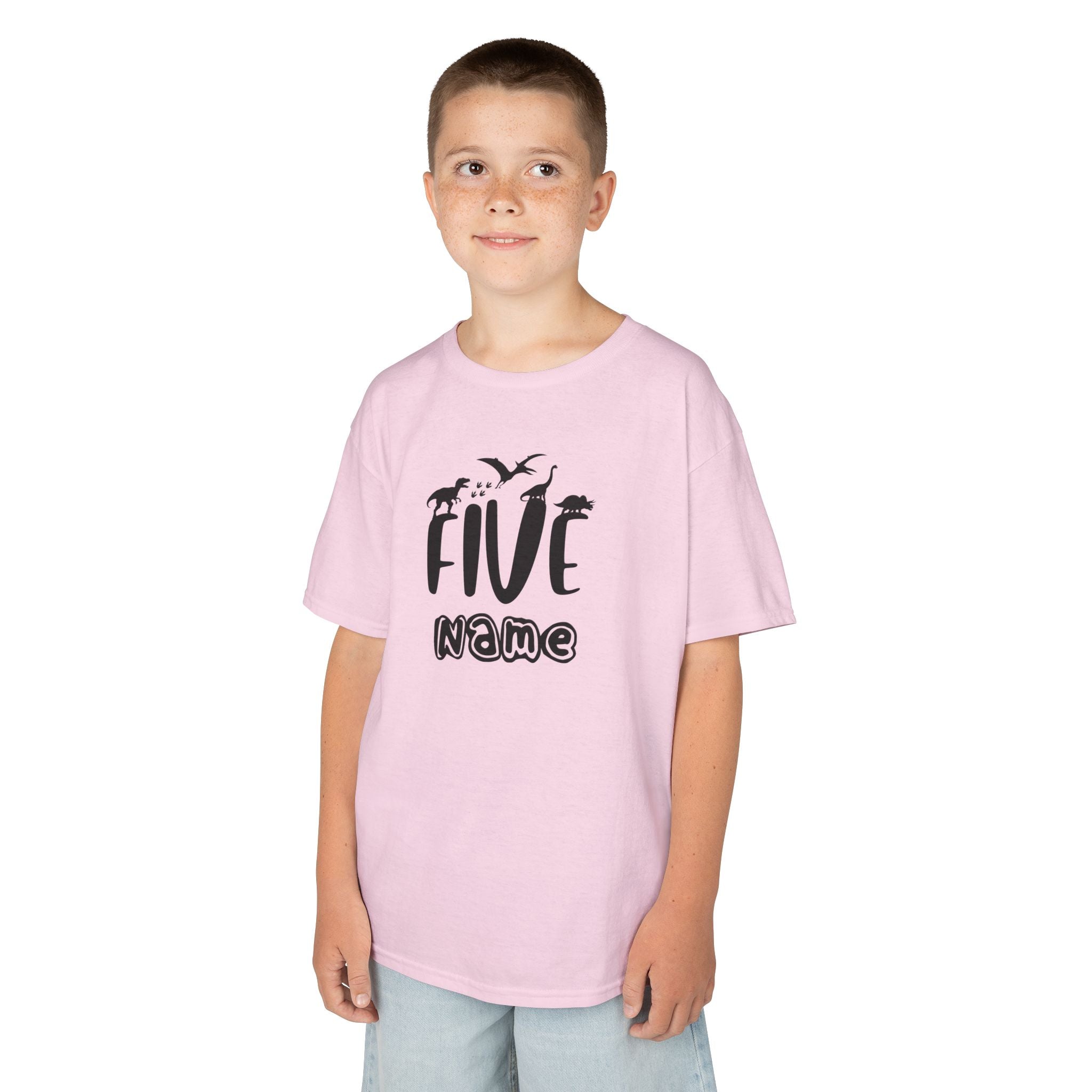 Personalised Kids Tee, "Five" Birthday Dinosaur T-Shirt
