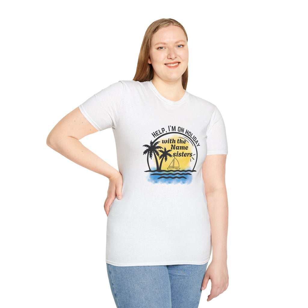 Vacation Sisters T‑Shirt - "Help, I'm on Holiday" Tropical Palm Beach Tee