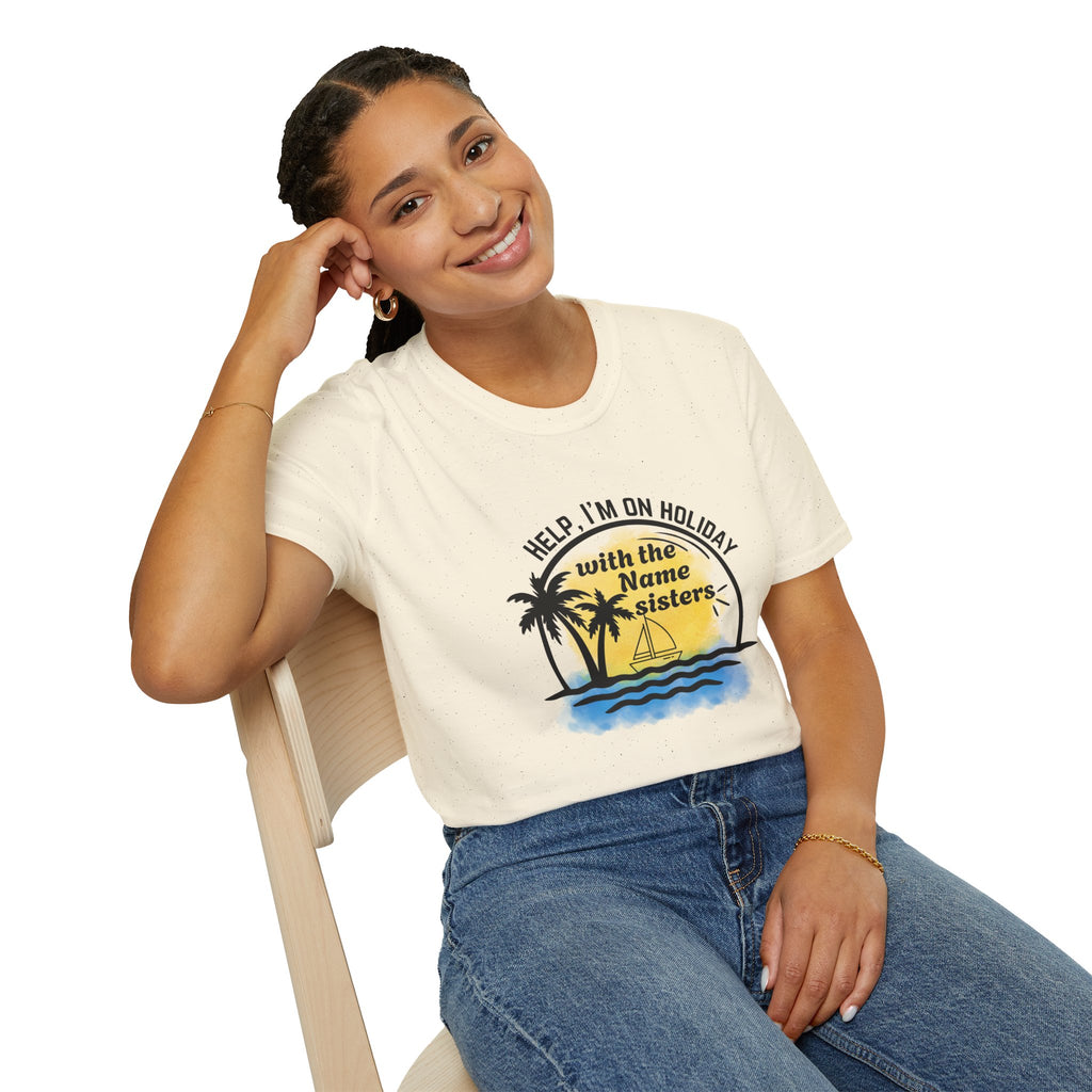 Vacation Sisters T‑Shirt - "Help, I'm on Holiday" Tropical Palm Beach Tee