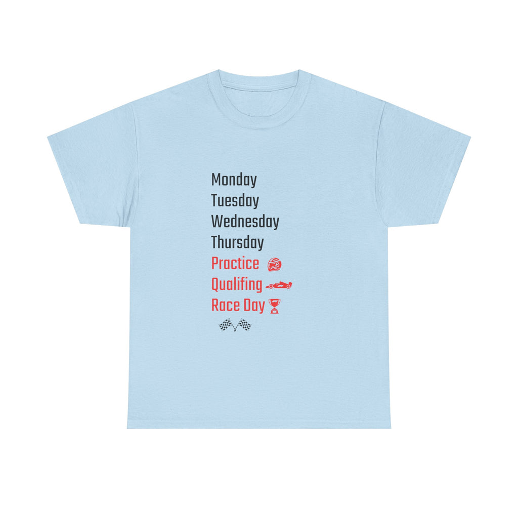 Race Week T‑Shirt, Monday to Race Day Motorsport Tee