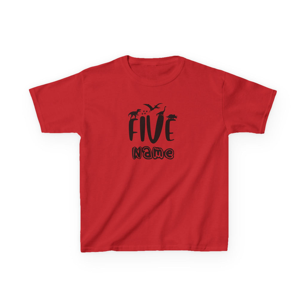 Personalised Kids Tee, "Five" Birthday Dinosaur T-Shirt