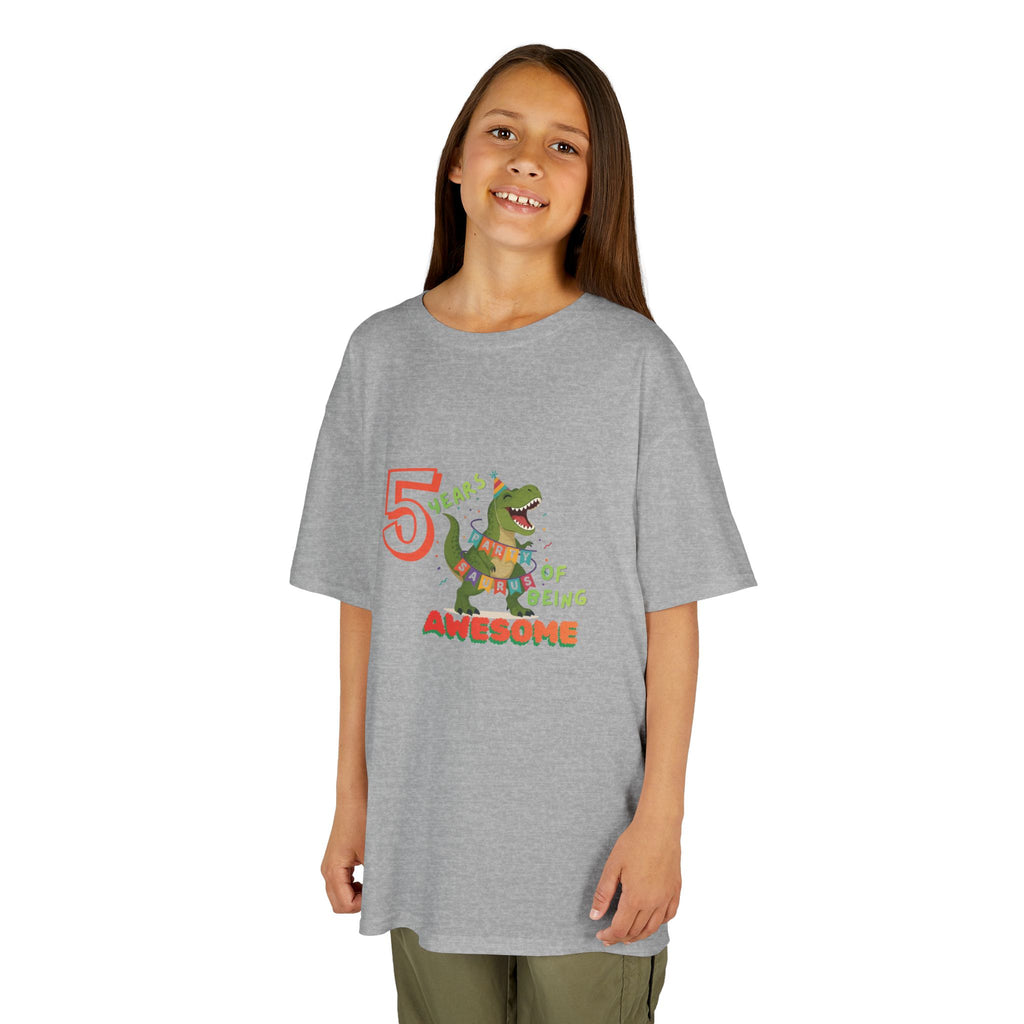 Personalised Kids T-Shirt, age '1-100' Dinosaur Birthday Tee