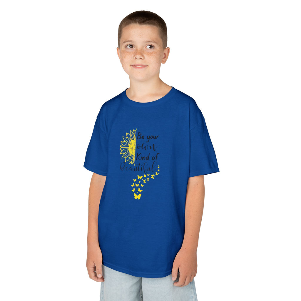 Be Your Own Kind of Beautiful Kids Tee | Sunflower Butterfly Affirmation