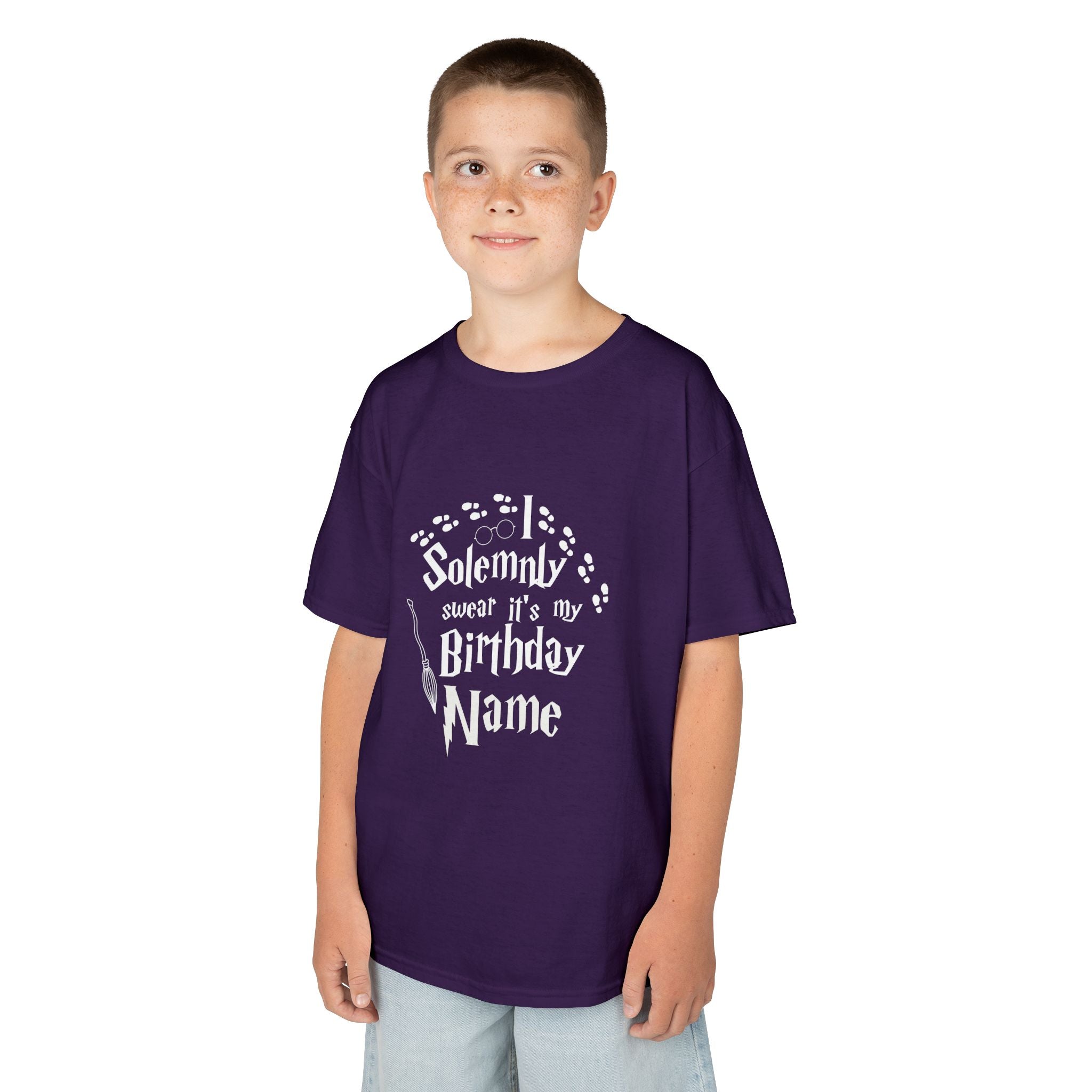 I Solemnly Swear It’s My Birthday Kids Tee, Personalised Name Option