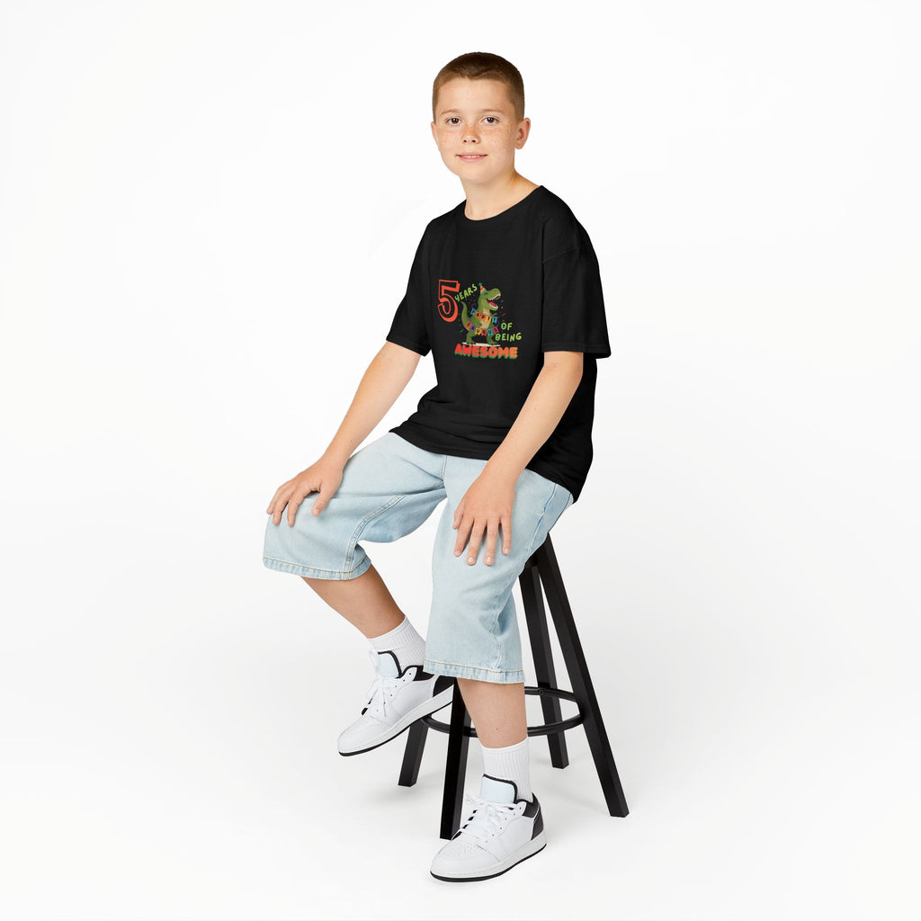 Personalised Kids T-Shirt, age '1-100' Dinosaur Birthday Tee