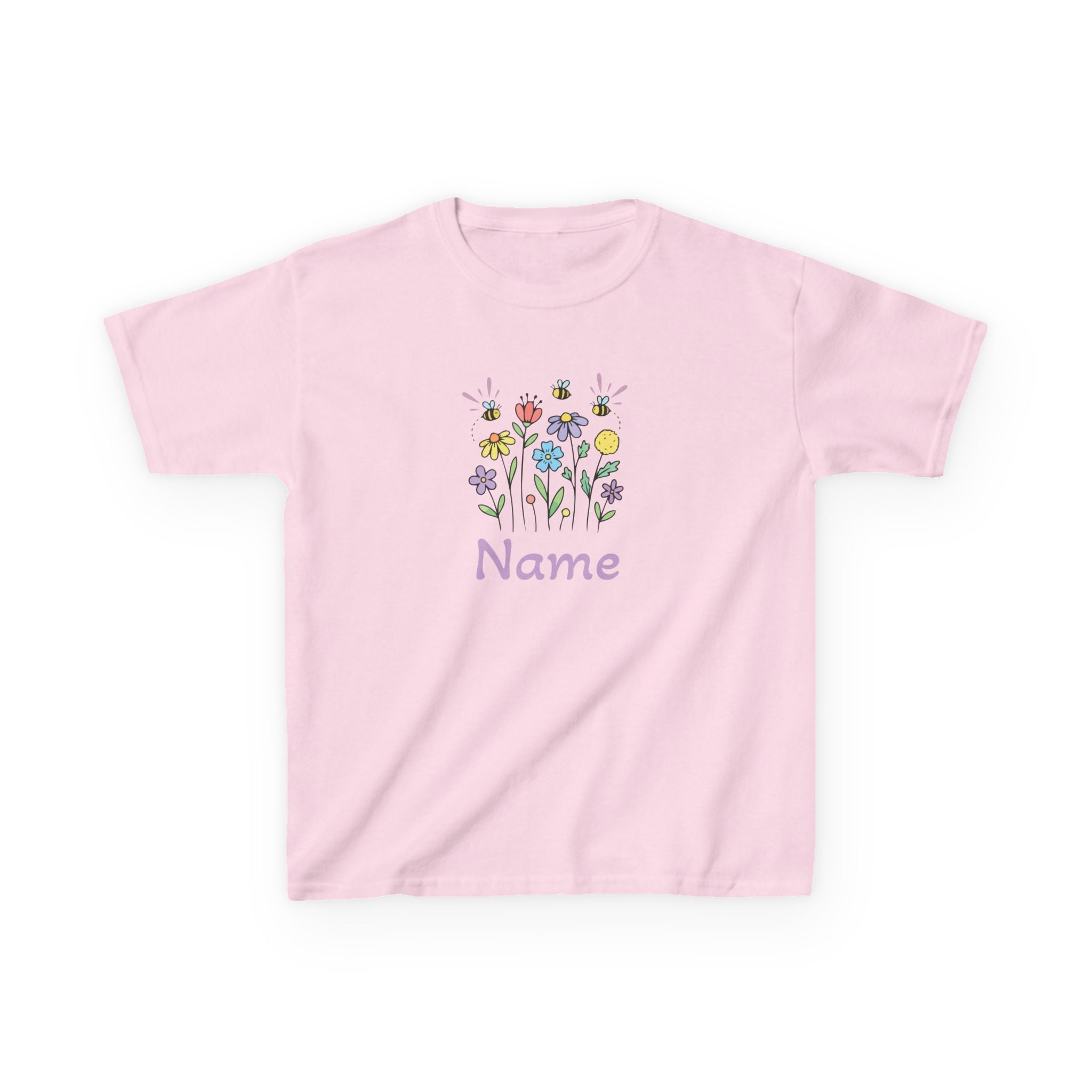 Wildflower Bouquet Kids Tee | Hand-drawn Flowers, Name