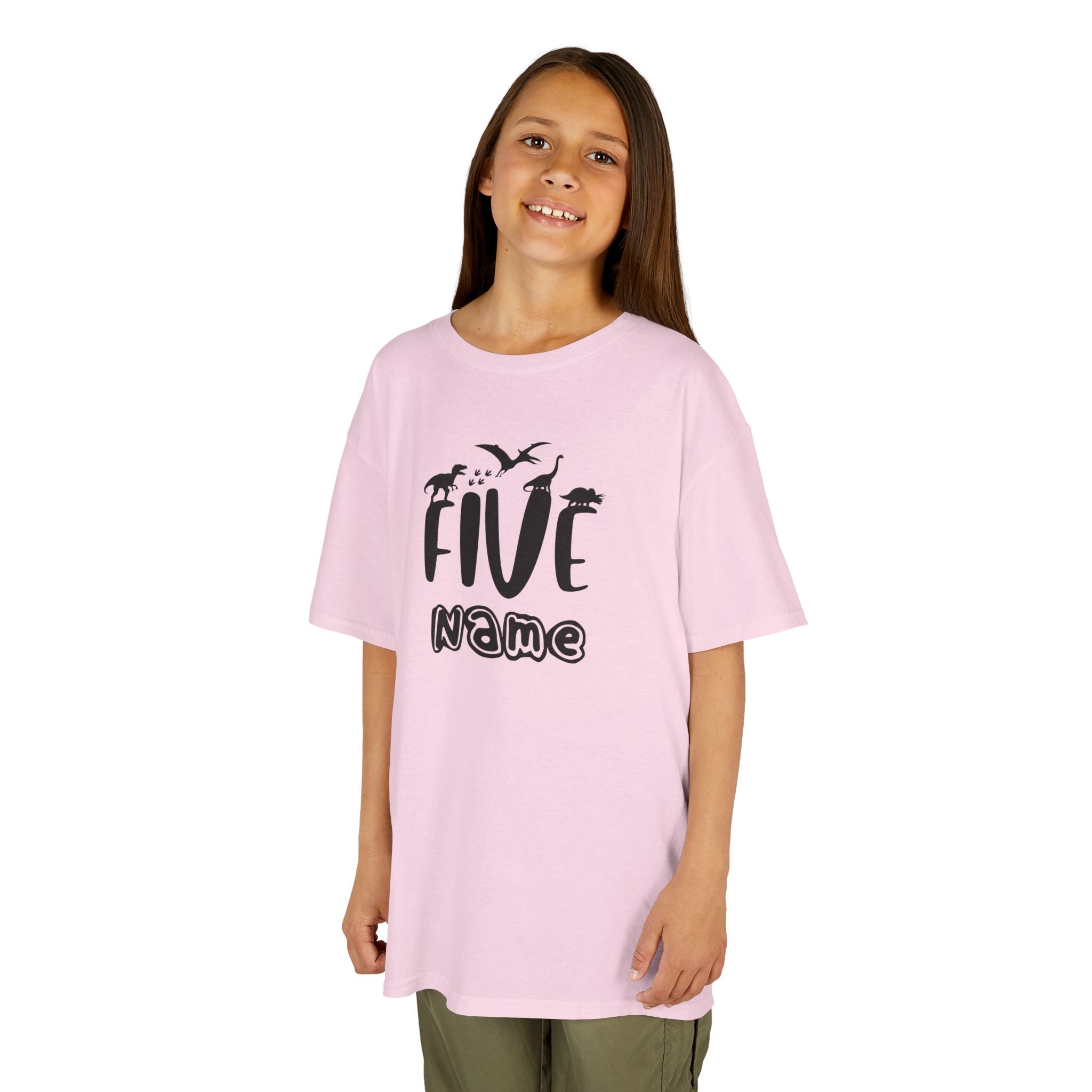 Personalised Kids Tee, "Five" Birthday Dinosaur T-Shirt