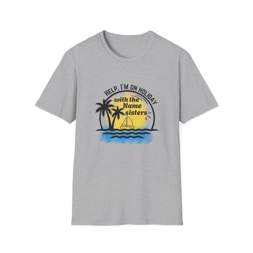 Vacation Sisters T‑Shirt - "Help, I'm on Holiday" Tropical Palm Beach Tee