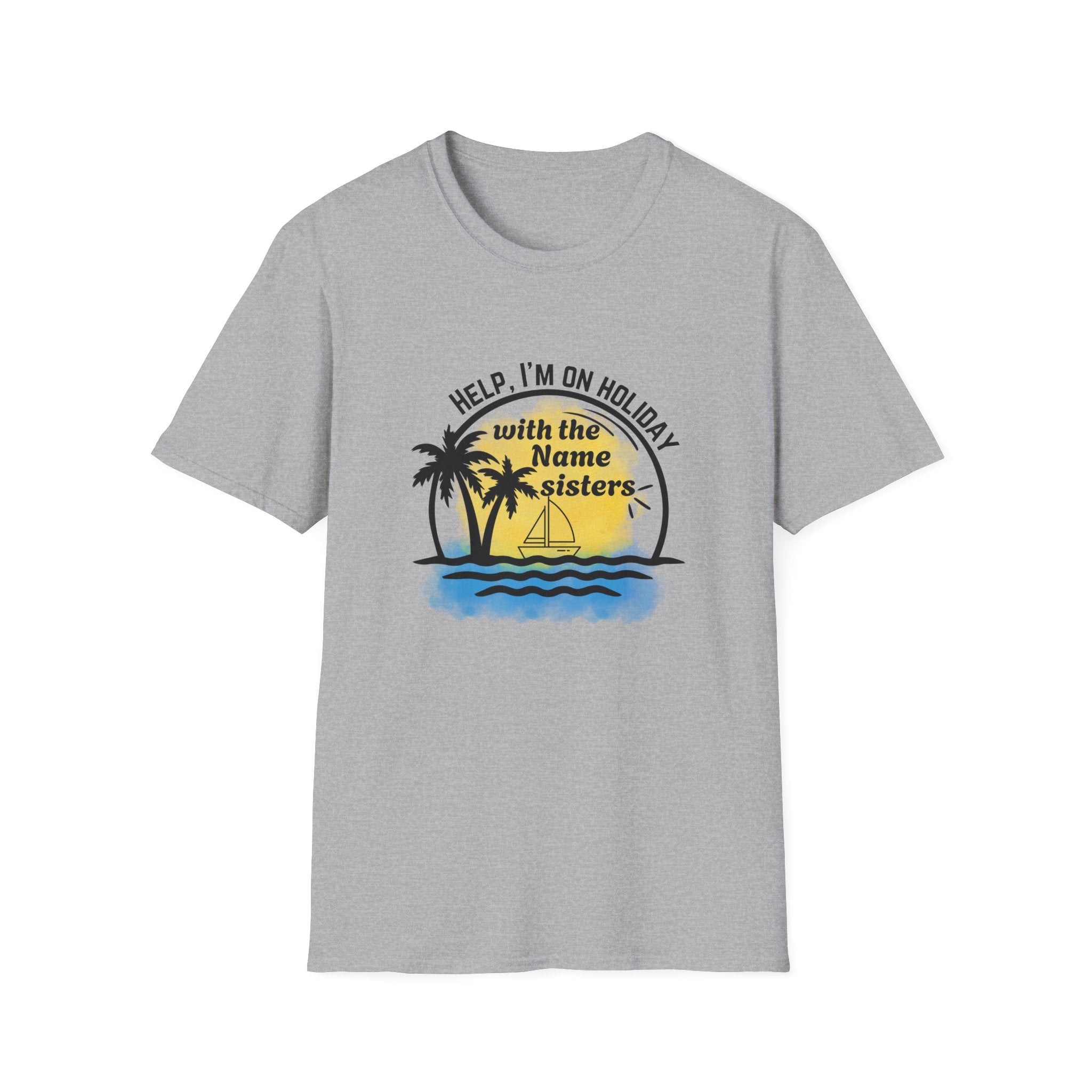 Vacation Sisters T‑Shirt - "Help, I'm on Holiday" Tropical Palm Beach Tee
