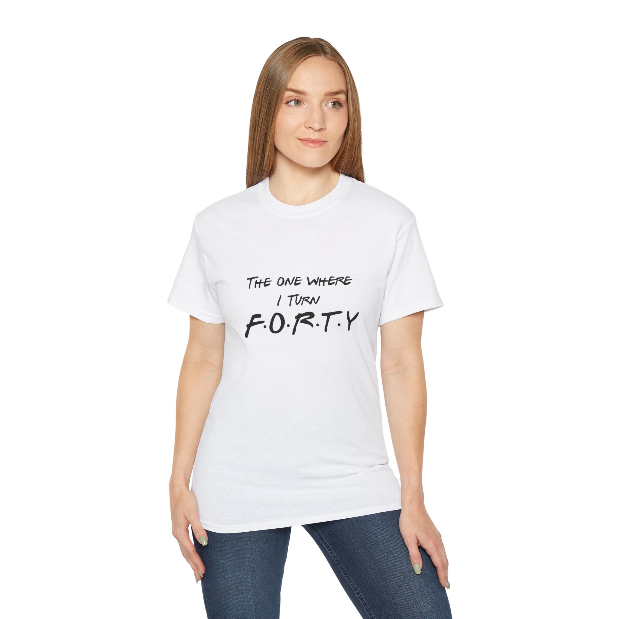 40th Birthday Tee "The One Where I Turn F.O.R.T.Y." Funny Friends-Inspired Shirt