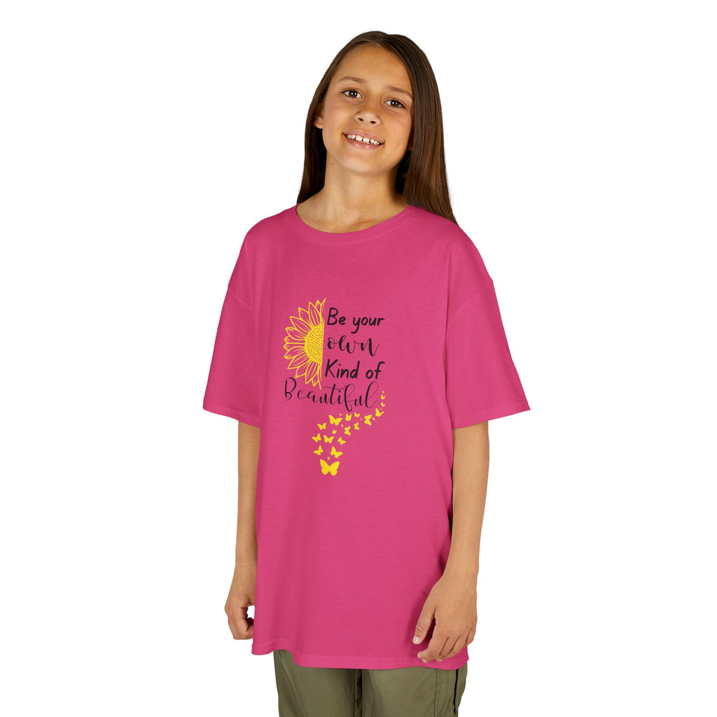 Be Your Own Kind of Beautiful Kids Tee | Sunflower Butterfly Affirmation