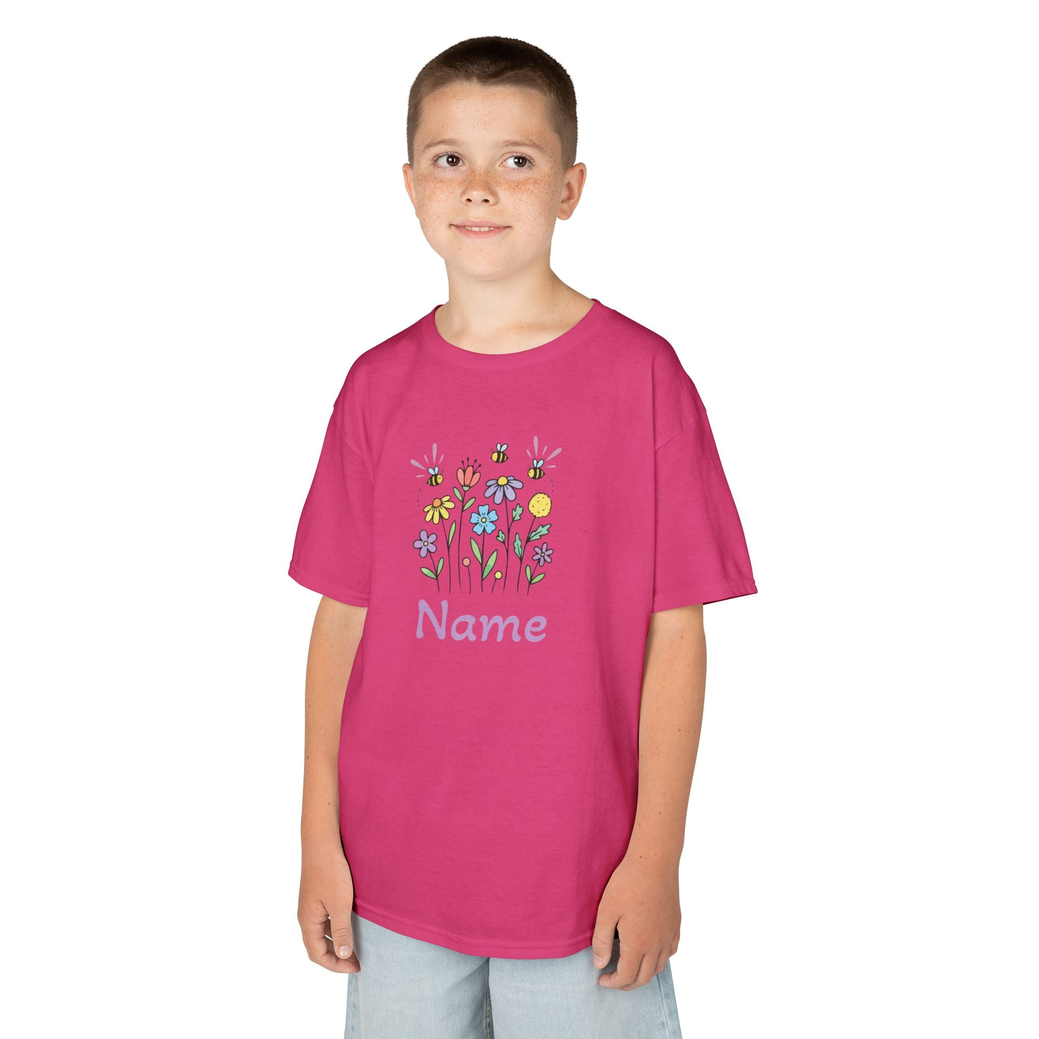 Wildflower Bouquet Kids Tee | Hand-drawn Flowers, Name
