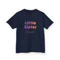 Little Sister Personalised Kids Tee, colourful Bubble Letters with Name