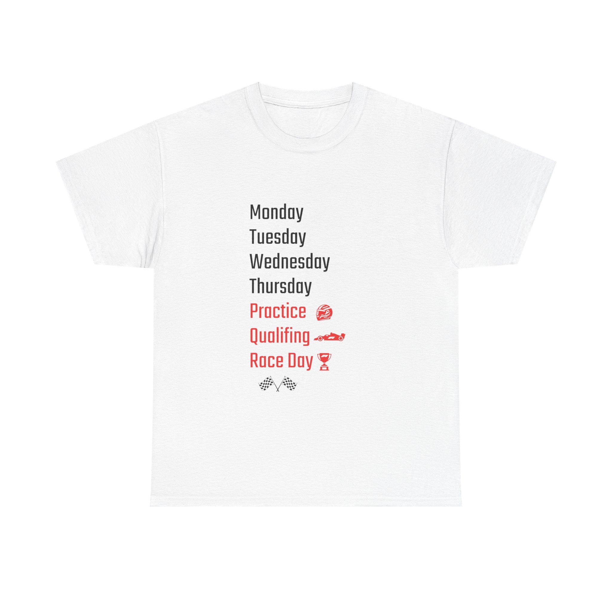 Race Week T‑Shirt, Monday to Race Day Motorsport Tee