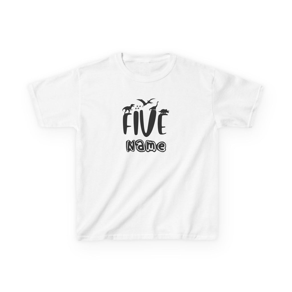 Personalised Kids Tee, "Five" Birthday Dinosaur T-Shirt