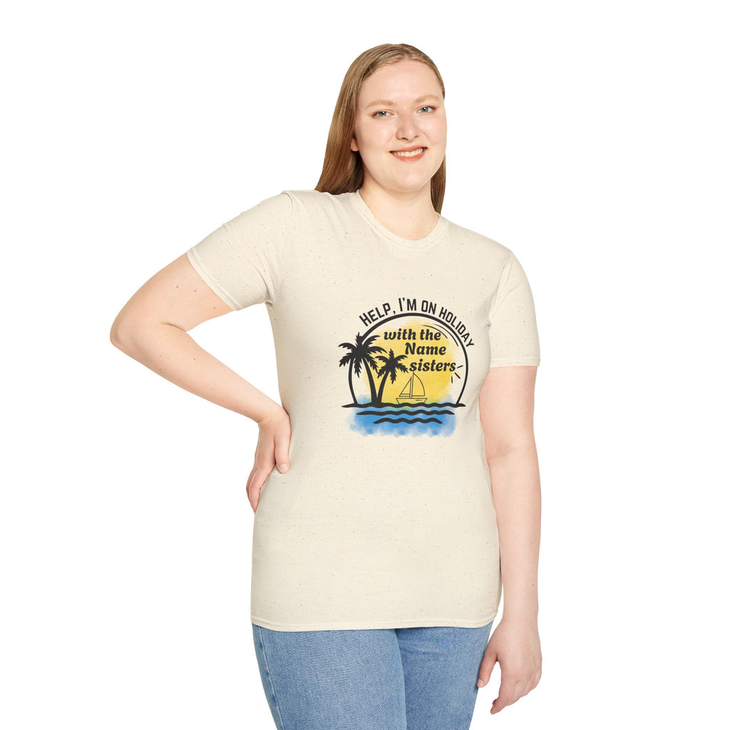Vacation Sisters T‑Shirt - "Help, I'm on Holiday" Tropical Palm Beach Tee