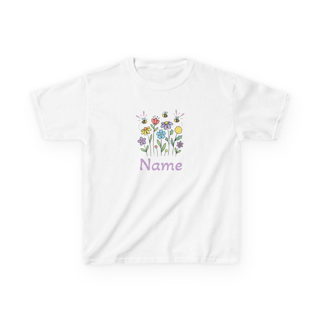 Wildflower Bouquet Kids Tee | Hand-drawn Flowers, Name