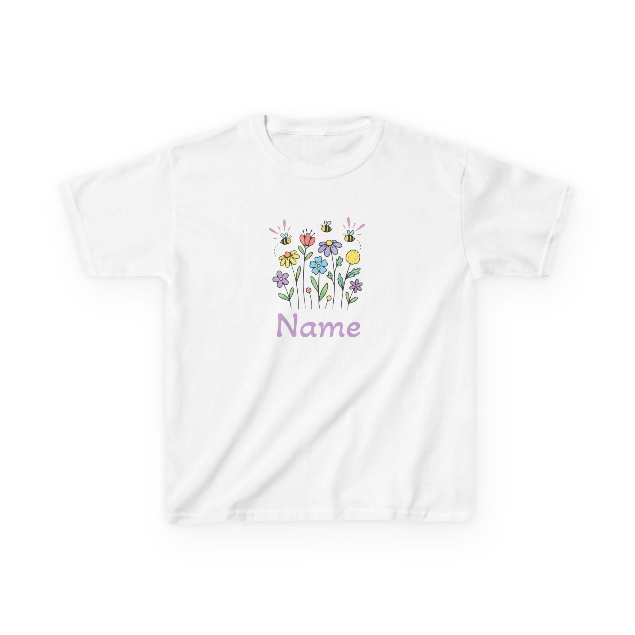 Wildflower Bouquet Kids Tee | Hand-drawn Flowers, Name
