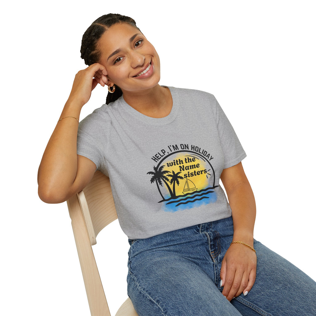 Vacation Sisters T‑Shirt - "Help, I'm on Holiday" Tropical Palm Beach Tee