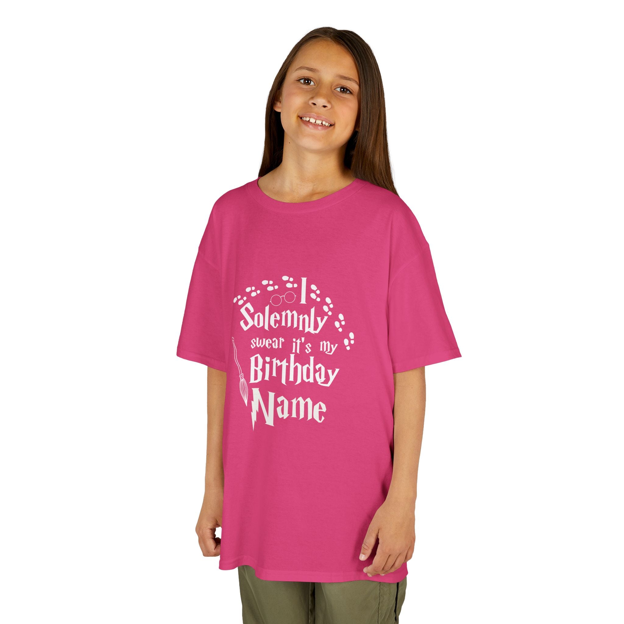 I Solemnly Swear It’s My Birthday Kids Tee, Personalised Name Option