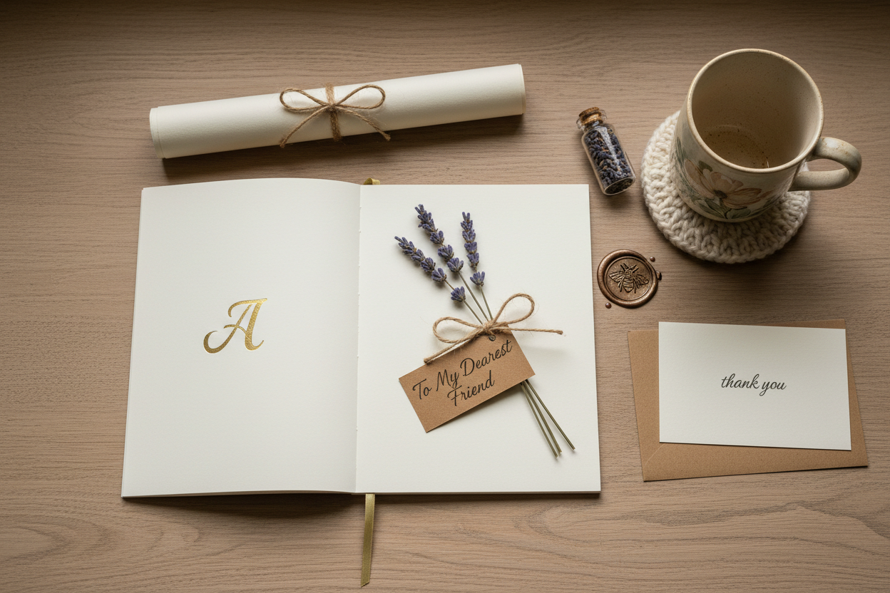 Personalised stationery flat lay